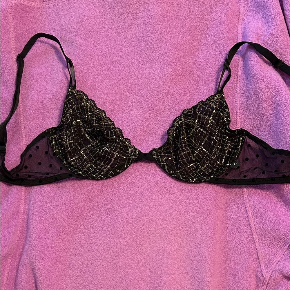 Victoria's Secret Black and Gold Lace Bra